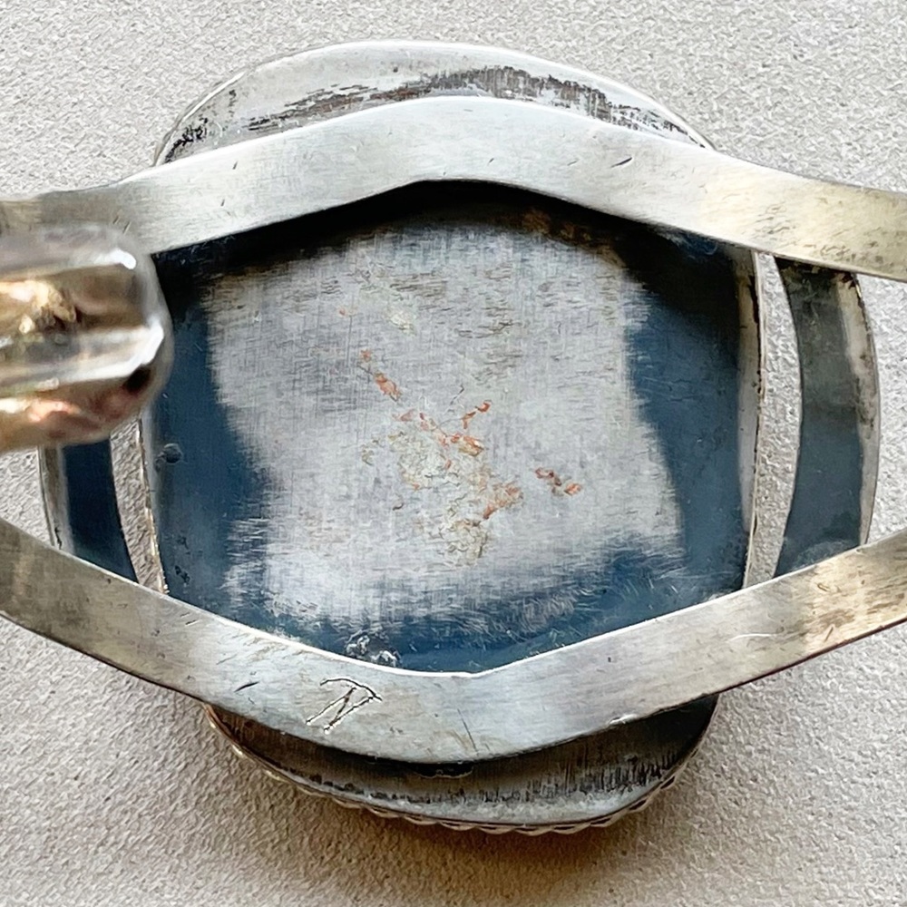 Vintage Turquoise and Silver Cuff - Picture 6 of 9